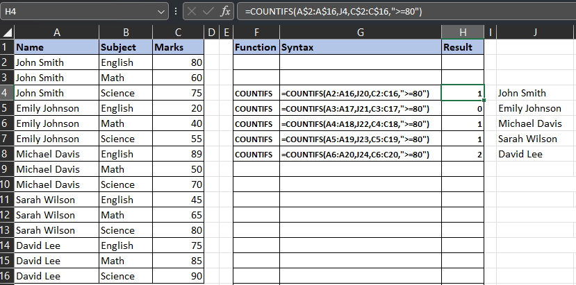 CountIfs Function